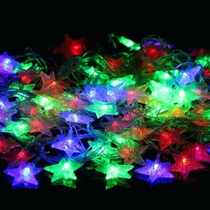 Πολύχρωμα Λαμπάκια LED Αστεράκια με Διάφανο Καλώδιο