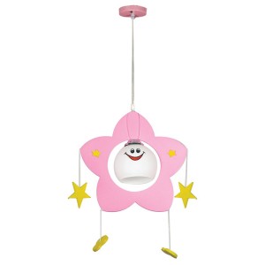 Παιδικό Φωτιστικό Αστέρι 1Φ ροζ με γυαλί 