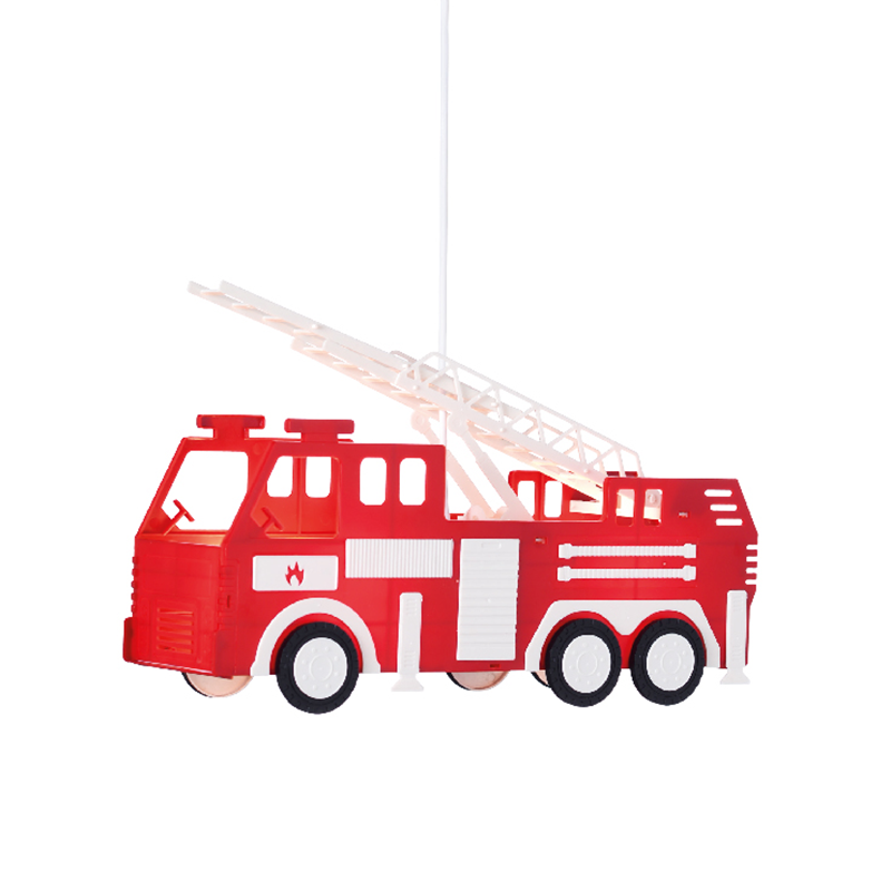 Aca Όχημα Πυροσβεστικής Πολύφωτο Παιδικό Φωτιστικό Κρεμαστό από Ξύλο E27 σε Κόκκινο Χρώμα MD160232A