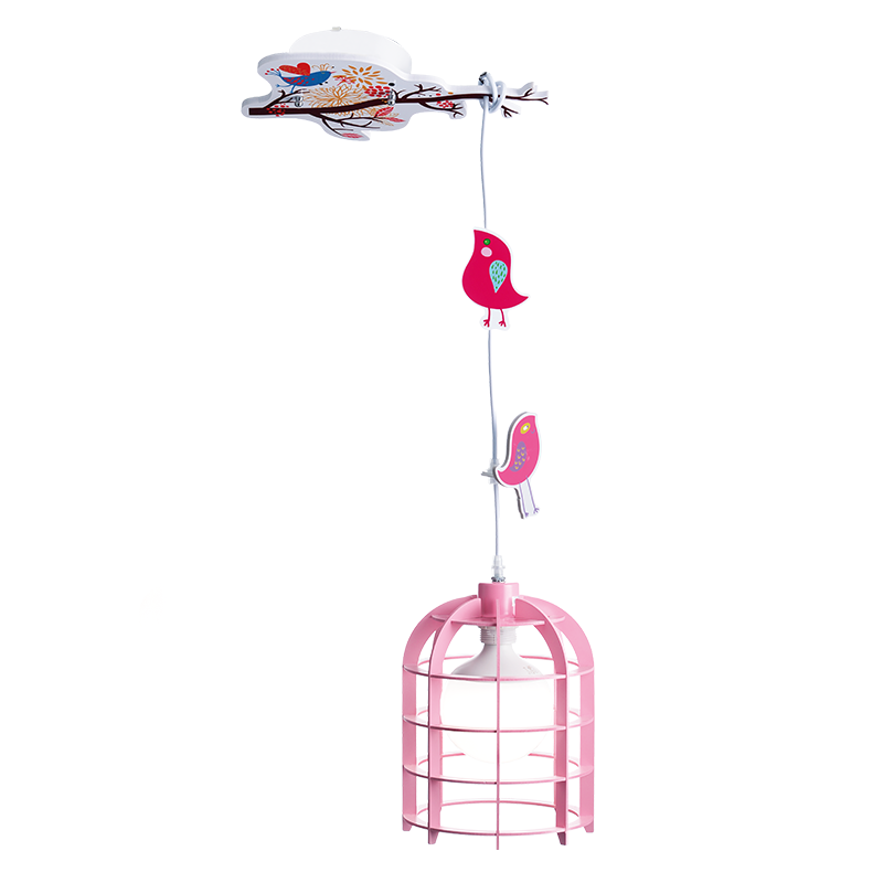 Aca Κλουβάκι Πουλιού Μονόφωτο Παιδικό Φωτιστικό Κρεμαστό από Πλαστικό E27 Ροζ MD150411P